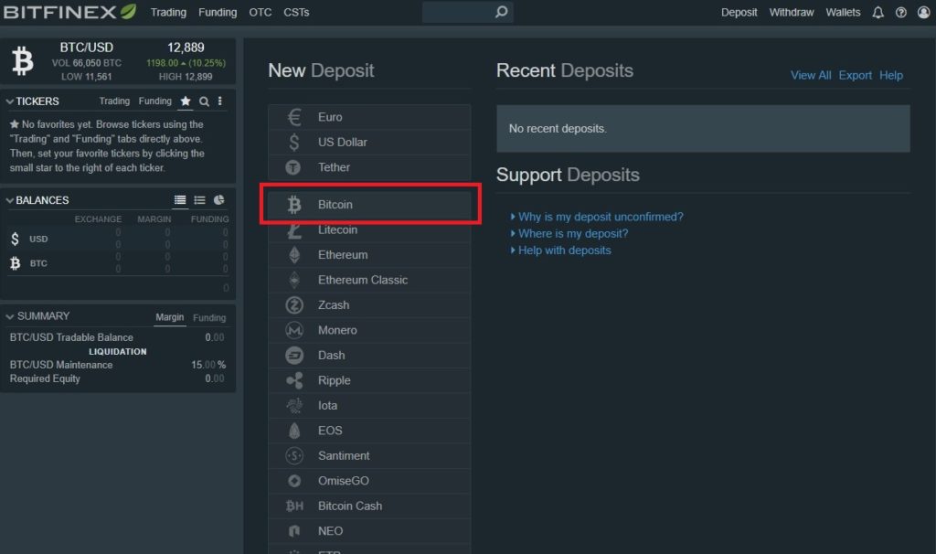 Tuto Bitcoins Coinbase vers Bitfinex - 02 - Deposit Bitfinex