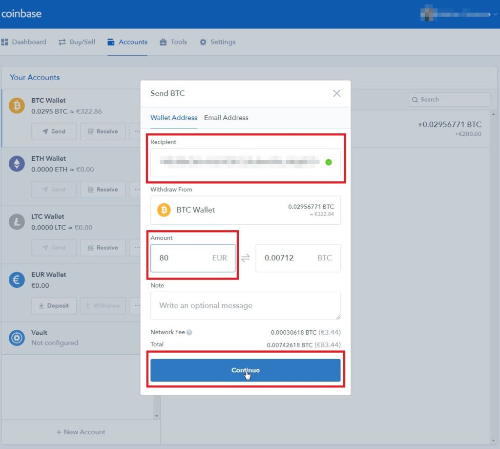 Tuto Bitcoins Coinbase vers Bitfinex - 06 - Envoyer BTC